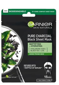 Textilní maska hydratační Pure Charcoal uhlí a černý čaj