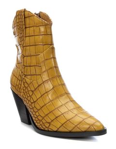 Dámské kotníkové boty s imitací krokodýlí kůže